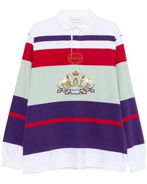 Drole de Monsieur Striped-Pattern Logo-Embroidered Polo Shirt