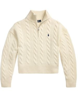 Ralph Lauren Cable-Knit Half-Zip Jumper - White
