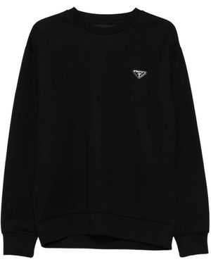 Prada Logo-Plaque Cotton Sweatshirt - Black
