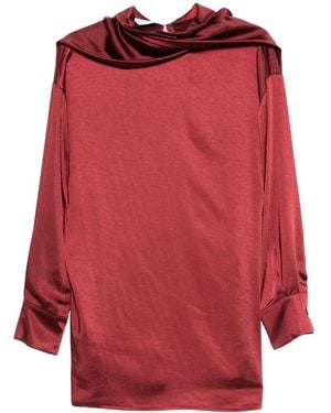 THE NINA STUDIO Cowl-Neck Blouse - Red
