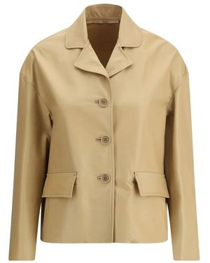 SANTORO Leather Blazer - Natural