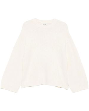 Soft Goat Knit Chunky Crewneck Relaxed Fit - White
