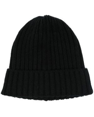 Fedeli Ribbed Cashmere Beanie - Black