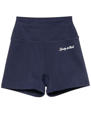 Sporty & Rich Signature Logo Performance Shorts - Blue