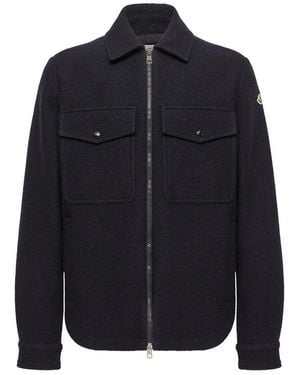 Moncler Zip-Up Wool Shirt Jacket - Blue