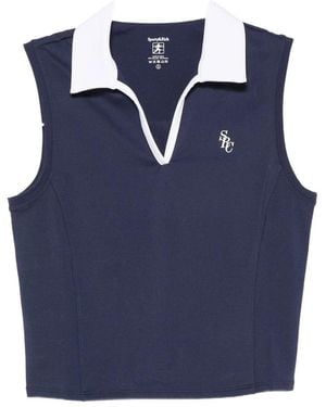 Sporty & Rich Logo-Embroidered Sleeveless Top - Blue
