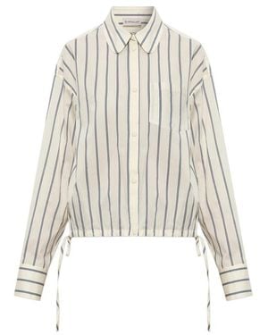 Moncler Drawstring-Details Striped Cotton Shirt - White