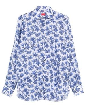 Isaia Floral-Pattern Long-Sleeve Shirt - Blue