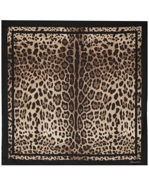 Dolce & Gabbana Leopard-Print Silk Scarf - Black
