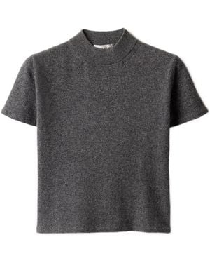 Miu Miu Ribbed Mock-Neck Cashmere Sweater - Gray