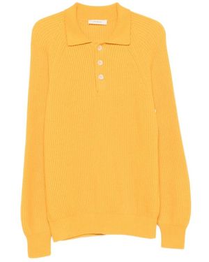 Umit Benan Diana Ribbed-Knit Raglan-Sleeve Polo Shirt - Yellow