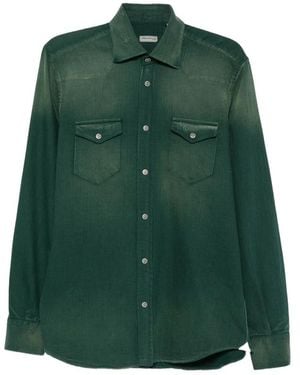 Sartorio Napoli Faded-Effect Western-Yoke Shirt - Green