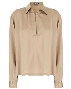 Tom Ford Long-Sleeve Blouse - Natural