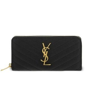 Saint Laurent Monogram Zip-Around Wallet - Black