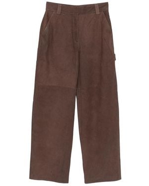 IRO Leather Panelled Trousers - Brown