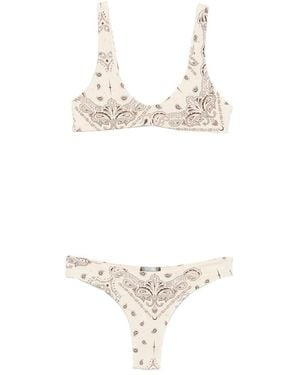 VENUJA Paisley-Print Crystal-Embellished Bikini - White