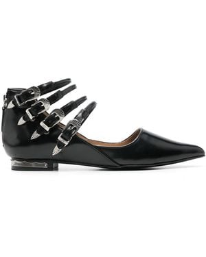 Toga Buckle-Detailed Ballet Flats - Black