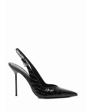 Paris Texas Lidia Croc-Effect Slingback Pumps - Black