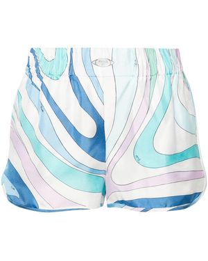 PUCCI Marmo-Print Silk Shorts - Blue