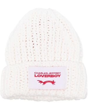 Charles Jeffrey Chubby Logo-Patch Beanie Hat - White