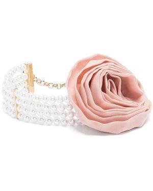 Blumarine Floral-Appliqué Chocker - Pink