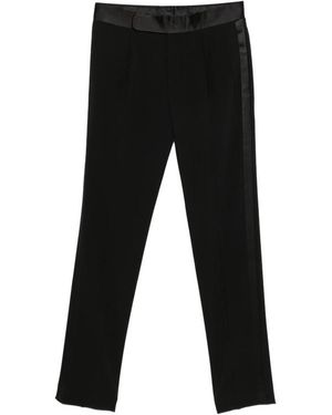 Giorgio Armani Satin-Trim Pleated Trousers - Black