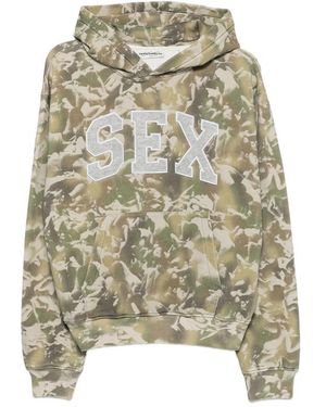 Carne Bollente The Sex Graphic-Print Fleece-Patch Hoodie - Green