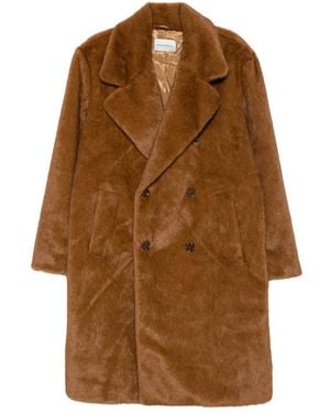 Drole de Monsieur Double-Breasted Faux-Fur Coat - Brown