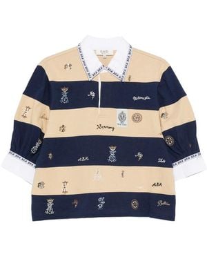 Sea Juliet Embroidered Striped Polo Shirt - Blue