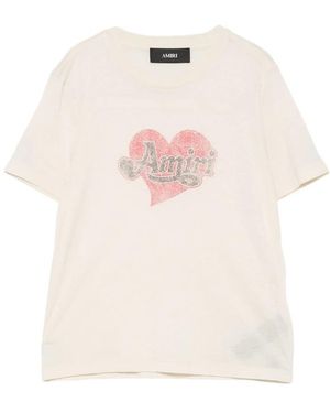 Amiri Heart Logo-Print T-Shirt - Pink