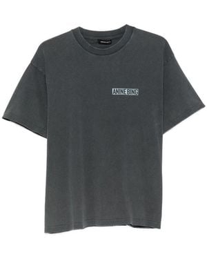 Anine Bing Cade Logo-Print Cotton T-Shirt - Black