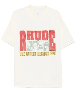 R H U D E © The Desert Decides Logo-Print T-Shirt - White