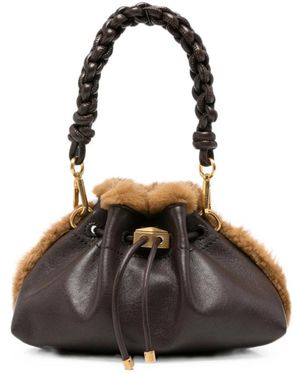 Jimmy Choo Cinch Shearling-Trimmed Leather Cross Body Bag - Black