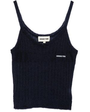 ShuShu/Tong Ribbed Logo-Embroidered Top - Blue
