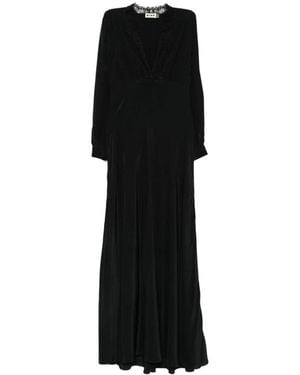 RIXO London Lace-Trim Long-Sleeve Dress - Black