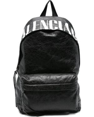 Balenciaga Leather Logo-Detail Backpack - Black
