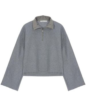 Carven High-Neck Half-Zip Sweatshirt - Grey