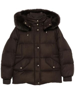 Moorer Attica Fur-Trim Hooded Jacket - Black