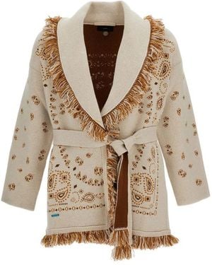 Alanui Bandana-Print Cardigan - Brown