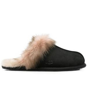 UGG Shearling-Trim Slip-On Slippers - Black