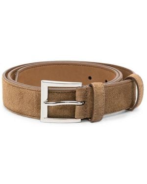 Prada Logo-Plaque Suede Belt - Brown