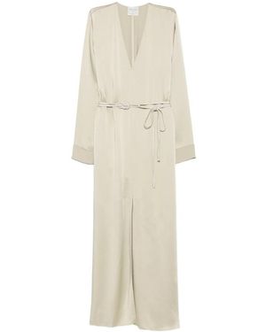 forte_forte Belted Satin-Finish Maxi Dress - Natural