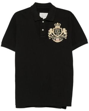 ERL Crest-Embroidered Piqué Polo Shirt - Black