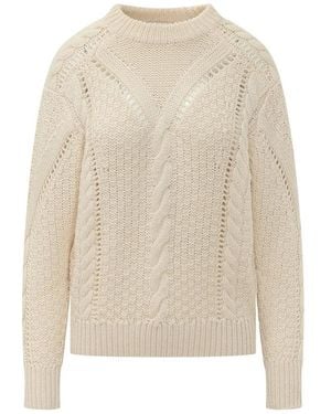 Isabel Marant Cable-Knit Pointelle-Trim Jumper - Natural