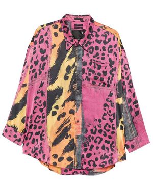 R13 Animal-Print Panelled Shirt - Pink