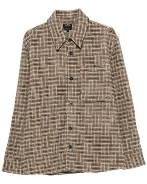 A.P.C. A. P.C. Check-Pattern Button-Down Shirt - Brown