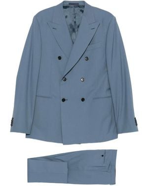 Caruso Double-Breasted Tailored Suit - Blue