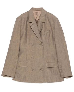 Mark Kenly Domino Tan Jenia Double-Breasted Jacket - Brown