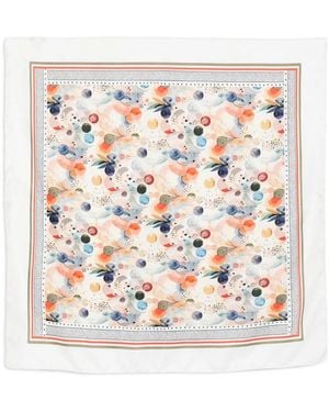D'Aniello Patterned Border Scarf - White