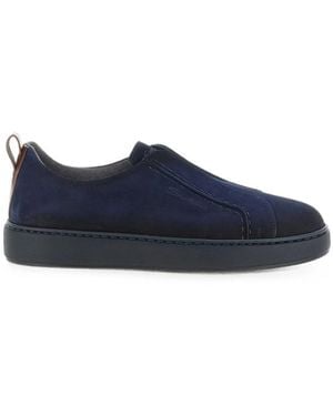 Santoni Victory Leather Slip-On Sneakers - Blue